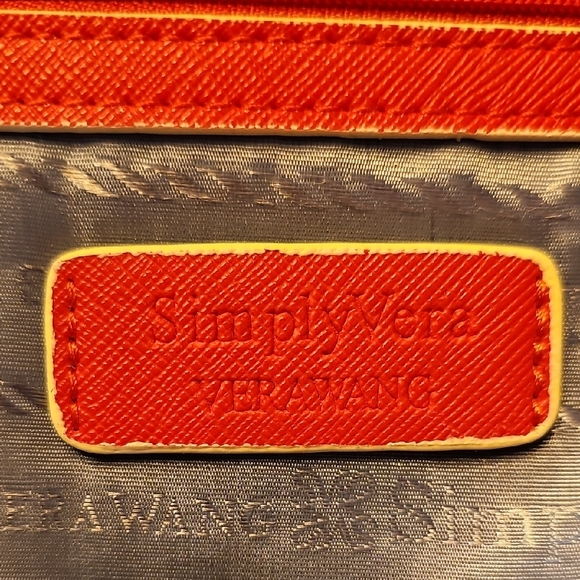 Red and Tan Two-Tone Clutch with Wrist Strap - Picture 2 of 6